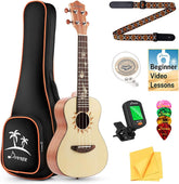 Drift Tone: Soprano Ukulele for Beginner 21 Inch Matte Ukulele Beginner Kit with Bag Strap Tuner Strings Picks Cloth, Free Online Lessons, Kids Holiday Christmas & Birthday Gift (Light Pink)