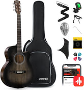 Drift Tone: Left Handed Acoustic Guitar Kit for Beginner Adult Full Size Cutaway Lefty Acustica Guitarra Bundle Set with Bag Strap Tuner Capo Pickguard String, 41 Inch, DAG-1CL
