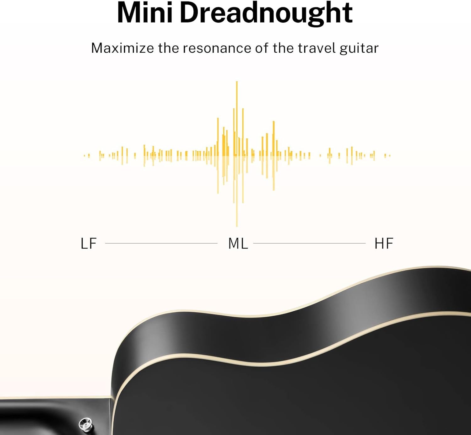 Drift Tone: Acoustic Guitar for Beginner Adult 36'' Dreadnought 3/4 Size Black Guitar Bundle Package Kit Travel, Spruce Wood With Gig Bag Capo Tuner Strap String Guitar Picks DAG-1MB/DAT-110D