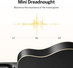 Drift Tone: Acoustic Guitar for Beginner Adult 36'' Dreadnought 3/4 Size Black Guitar Bundle Package Kit Travel, Spruce Wood With Gig Bag Capo Tuner Strap String Guitar Picks DAG-1MB/DAT-110D