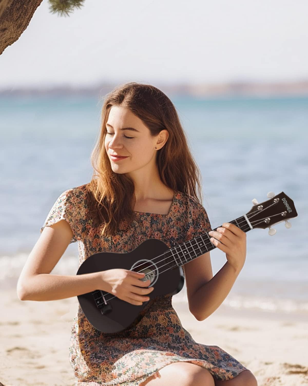 Drift Tone: Soprano Ukulele for Beginner 21 Inch Matte Ukulele Beginner Kit with Bag Strap Tuner Strings Picks Cloth, Free Online Lessons, Kids Holiday Christmas & Birthday Gift (Light Pink)