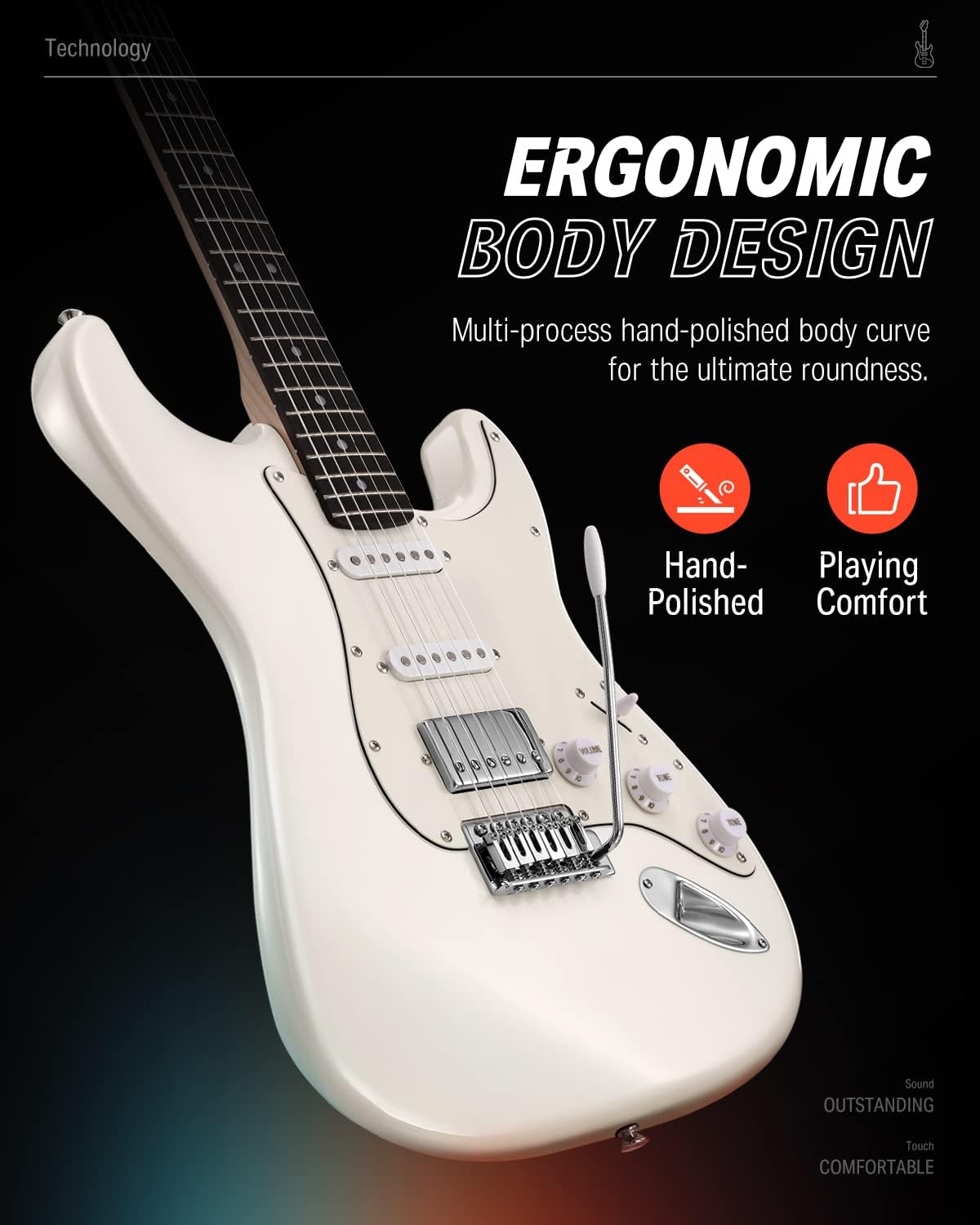 Drift Tone: , DST-152B 39" Electric Guitar Kit HSS Pickup Coil Split with Amp, Bag, Accessories, Black Solid Body Guitarra Electrica
