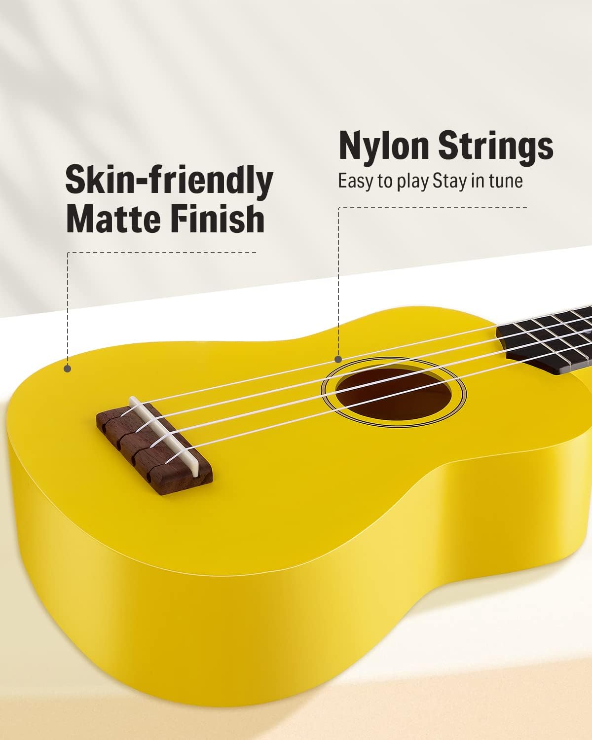 Drift Tone: Soprano Ukulele for Beginner 21 Inch Matte Ukulele Beginner Kit with Bag Strap Tuner Strings Picks Cloth, Free Online Lessons, Kids Holiday Christmas & Birthday Gift (Light Pink)