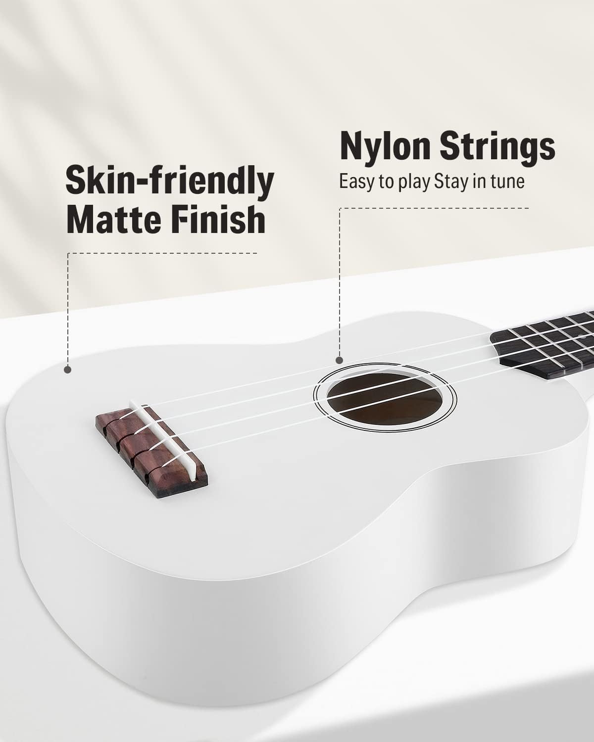 Drift Tone: Soprano Ukulele for Beginner 21 Inch Matte Ukulele Beginner Kit with Bag Strap Tuner Strings Picks Cloth, Free Online Lessons, Kids Holiday Christmas & Birthday Gift (Light Pink)