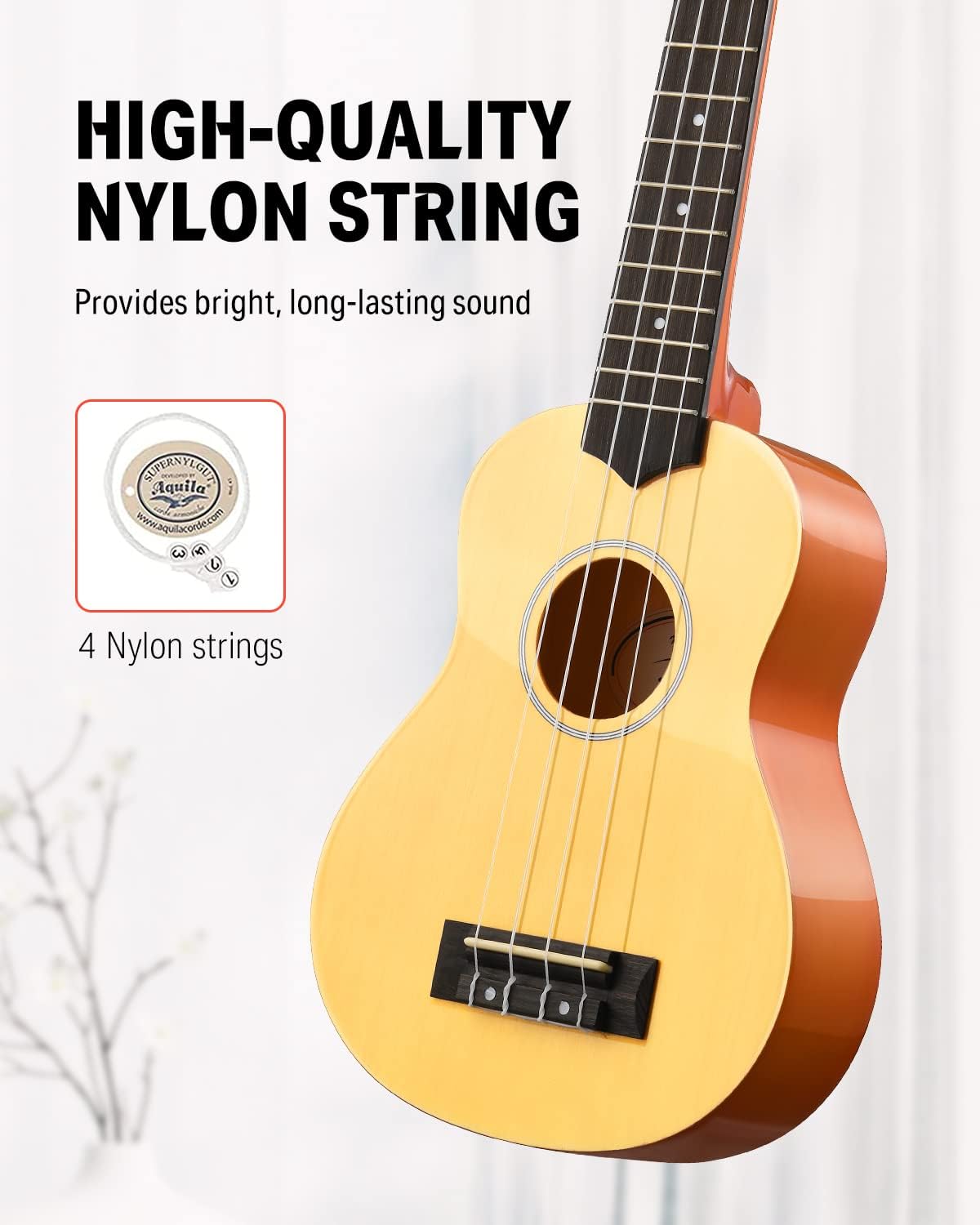 Drift Tone: Soprano Ukulele for Beginner 21 Inch Matte Ukulele Beginner Kit with Bag Strap Tuner Strings Picks Cloth, Free Online Lessons, Kids Holiday Christmas & Birthday Gift (Light Pink)