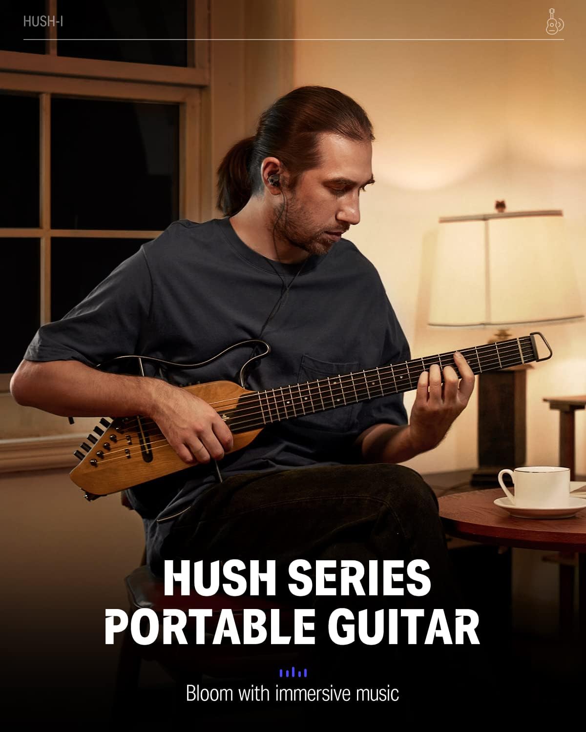 Drift Tone: HUSH I Guitar For Travel - Portable Ultra-Light and Quiet Performance Headless Acoustic-Electric Guitar, Mahogany Body with Removable Frames, Gig Bag,and Accessories