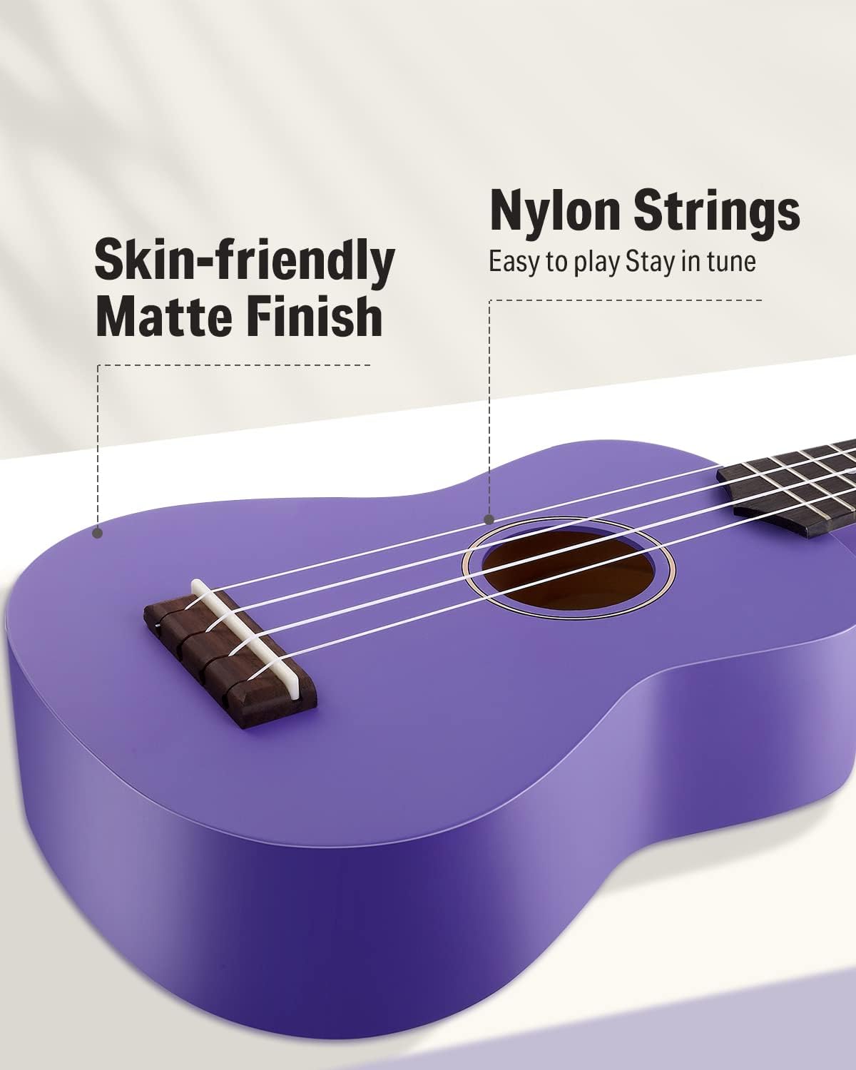 Drift Tone: Soprano Ukulele for Beginner 21 Inch Matte Ukulele Beginner Kit with Bag Strap Tuner Strings Picks Cloth, Free Online Lessons, Kids Holiday Christmas & Birthday Gift (Light Pink)
