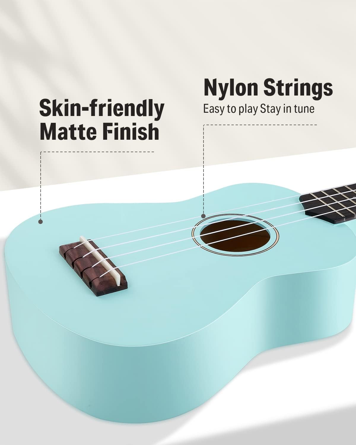 Drift Tone: Soprano Ukulele for Beginner 21 Inch Matte Ukulele Beginner Kit with Bag Strap Tuner Strings Picks Cloth, Free Online Lessons, Kids Holiday Christmas & Birthday Gift (Light Pink)