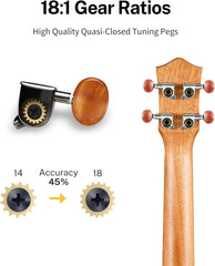 Drift Tone: Soprano Ukulele for Beginner 21 Inch Matte Ukulele Beginner Kit with Bag Strap Tuner Strings Picks Cloth, Free Online Lessons, Kids Holiday Christmas & Birthday Gift (Light Pink)
