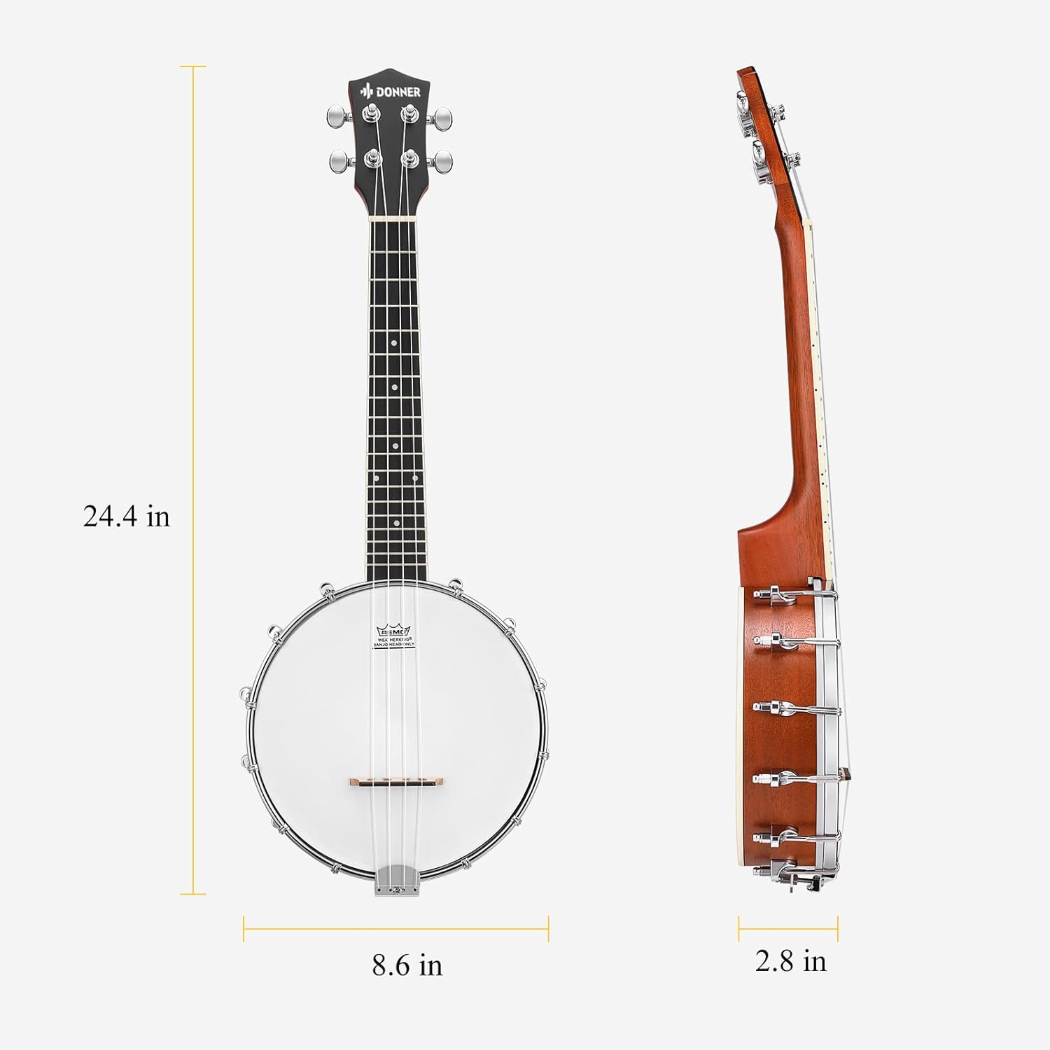 Drift Tone: Banjo Full Size 5 String Tenor Banjolele Guitar with Banjo Kit Tuner Gig Bag, Stringed Musical Instruments for Adult Beginner，DBJ-200