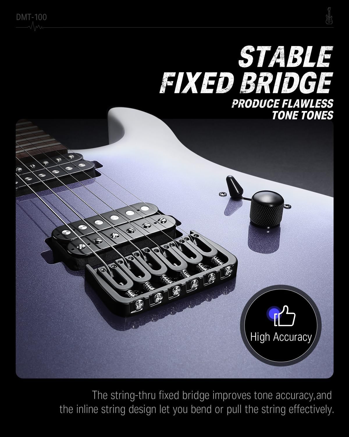 Drift Tone: , DST-152B 39" Electric Guitar Kit HSS Pickup Coil Split with Amp, Bag, Accessories, Black Solid Body Guitarra Electrica