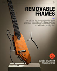 Drift Tone: HUSH I Guitar For Travel - Portable Ultra-Light and Quiet Performance Headless Acoustic-Electric Guitar, Mahogany Body with Removable Frames, Gig Bag,and Accessories