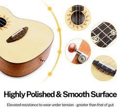Drift Tone: Soprano Ukulele for Beginner 21 Inch Matte Ukulele Beginner Kit with Bag Strap Tuner Strings Picks Cloth, Free Online Lessons, Kids Holiday Christmas & Birthday Gift (Light Pink)