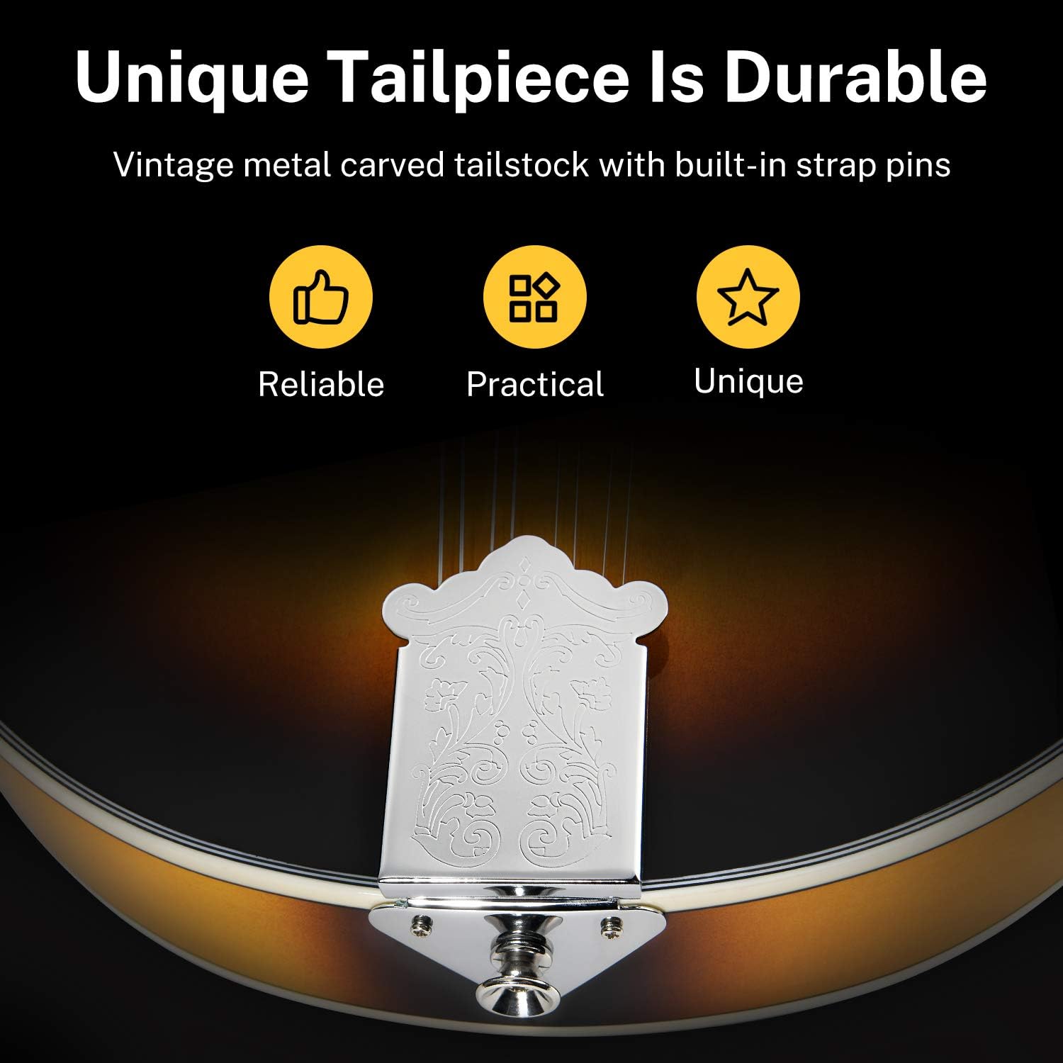 Drift Tone: A Style Mandolin Instrument Sunburst Beginner Adult Acoustic Mandolin Musical Instrument Mahogany 8 String, Bundle With Tuner String Bag Guitar Picks,DML-1