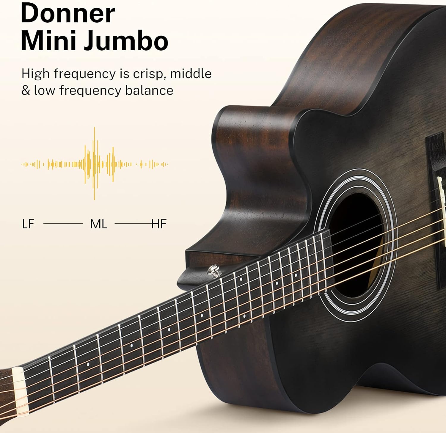 Drift Tone: Left Handed Acoustic Guitar Kit for Beginner Adult Full Size Cutaway Lefty Acustica Guitarra Bundle Set with Bag Strap Tuner Capo Pickguard String, 41 Inch, DAG-1CL