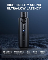 Drift Tone: Wireless XLR Microphone Transmitter Receiver, 2.4GHz Plug-on Wireless Microphone Adapter with 24-bit/192kHz High-Resolution for Dynamic Microphone, Audio Mixer, PA System, Camera (CV-2)