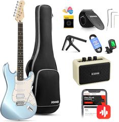Drift Tone: , DST-152B 39" Electric Guitar Kit HSS Pickup Coil Split with Amp, Bag, Accessories, Black Solid Body Guitarra Electrica