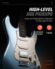 Drift Tone: , DST-152B 39" Electric Guitar Kit HSS Pickup Coil Split with Amp, Bag, Accessories, Black Solid Body Guitarra Electrica