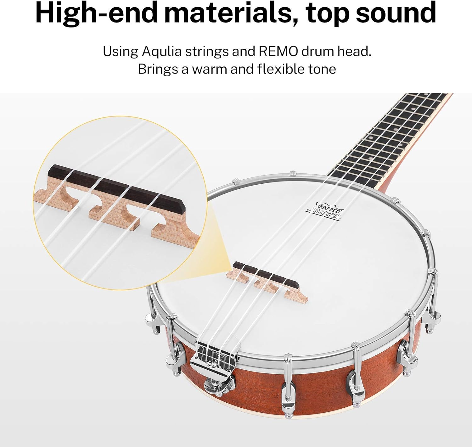 Drift Tone: Banjo Full Size 5 String Tenor Banjolele Guitar with Banjo Kit Tuner Gig Bag, Stringed Musical Instruments for Adult Beginner，DBJ-200