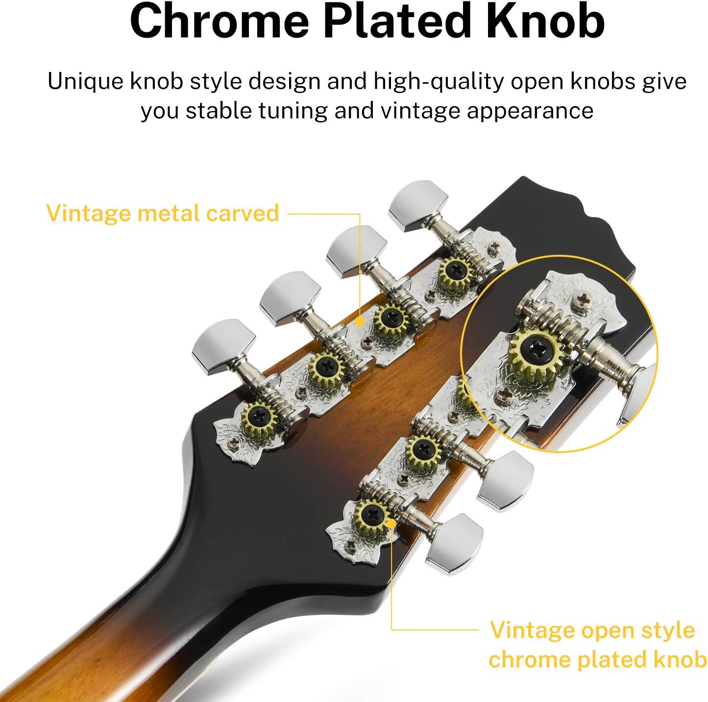 Drift Tone: A Style Mandolin Instrument Sunburst Beginner Adult Acoustic Mandolin Musical Instrument Mahogany 8 String, Bundle With Tuner String Bag Guitar Picks,DML-1