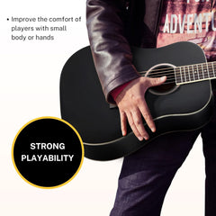 Drift Tone: Acoustic Guitar for Beginner Adult 36'' Dreadnought 3/4 Size Black Guitar Bundle Package Kit Travel, Spruce Wood With Gig Bag Capo Tuner Strap String Guitar Picks DAG-1MB/DAT-110D