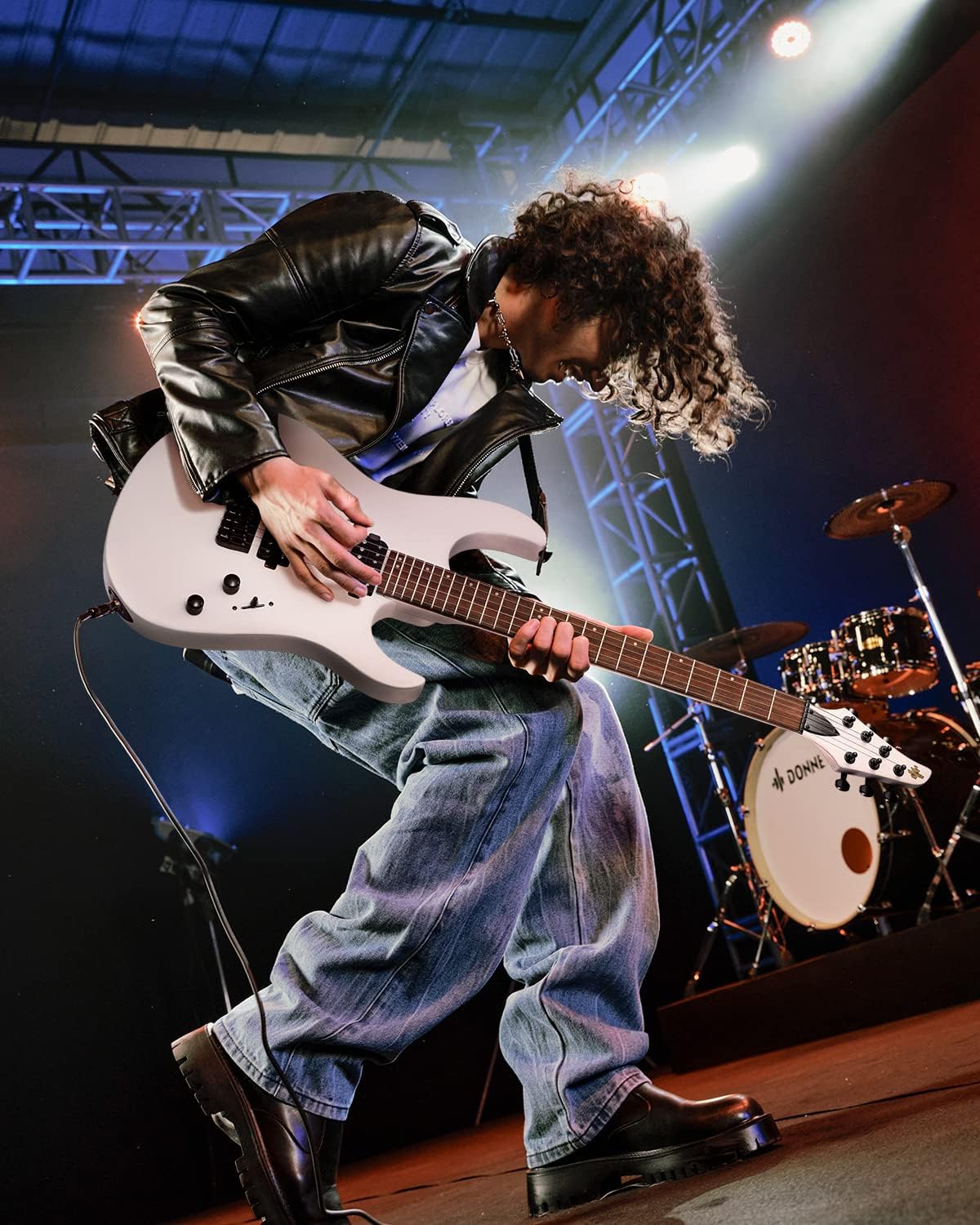 Drift Tone: , DST-152B 39" Electric Guitar Kit HSS Pickup Coil Split with Amp, Bag, Accessories, Black Solid Body Guitarra Electrica