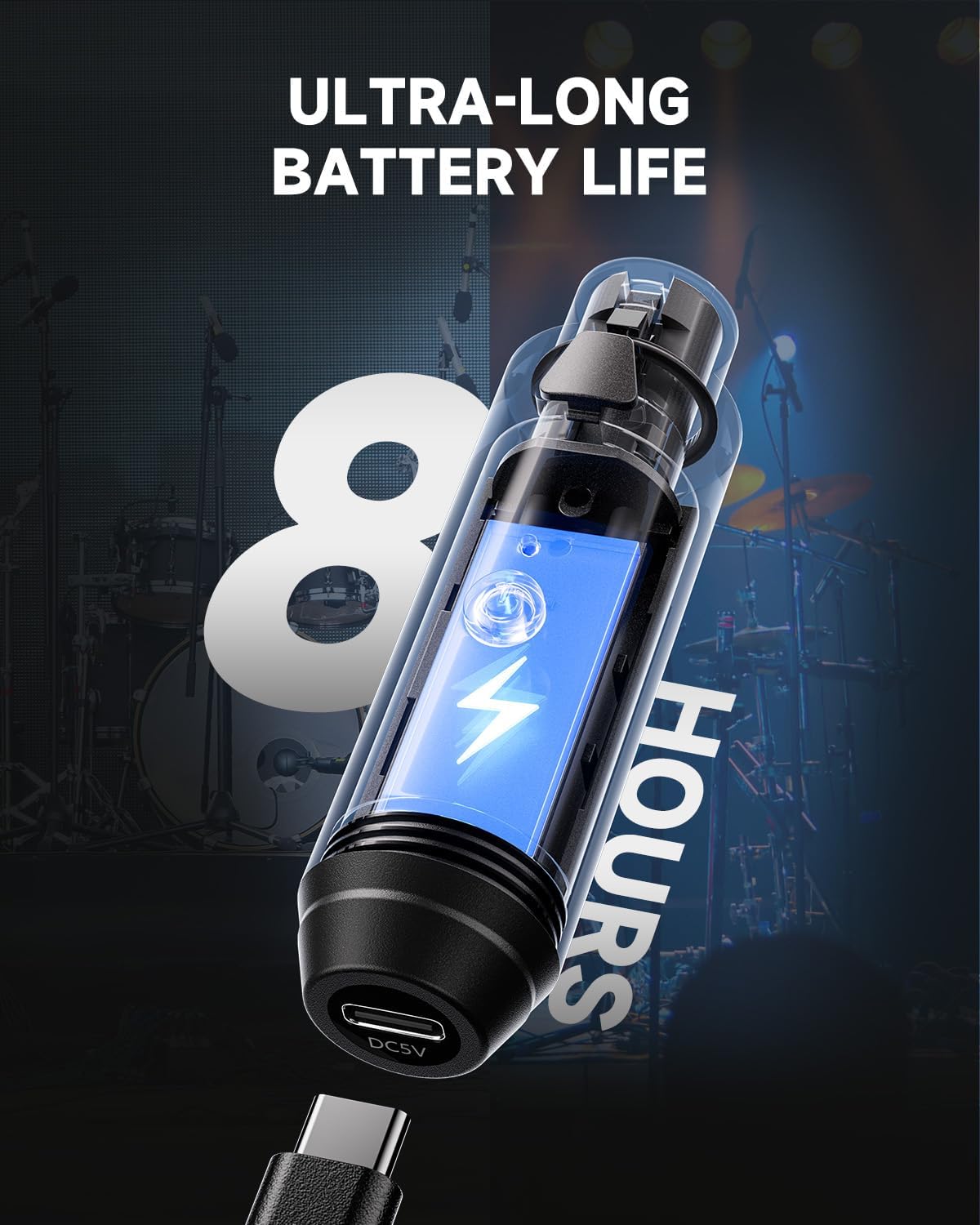 Drift Tone: Wireless XLR Microphone Transmitter Receiver, 2.4GHz Plug-on Wireless Microphone Adapter with 24-bit/192kHz High-Resolution for Dynamic Microphone, Audio Mixer, PA System, Camera (CV-2)